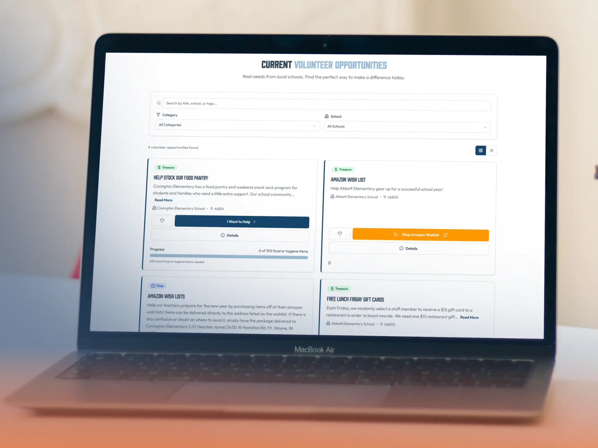 Needs and Opportunity Management shown in HopeMatch Mobilize