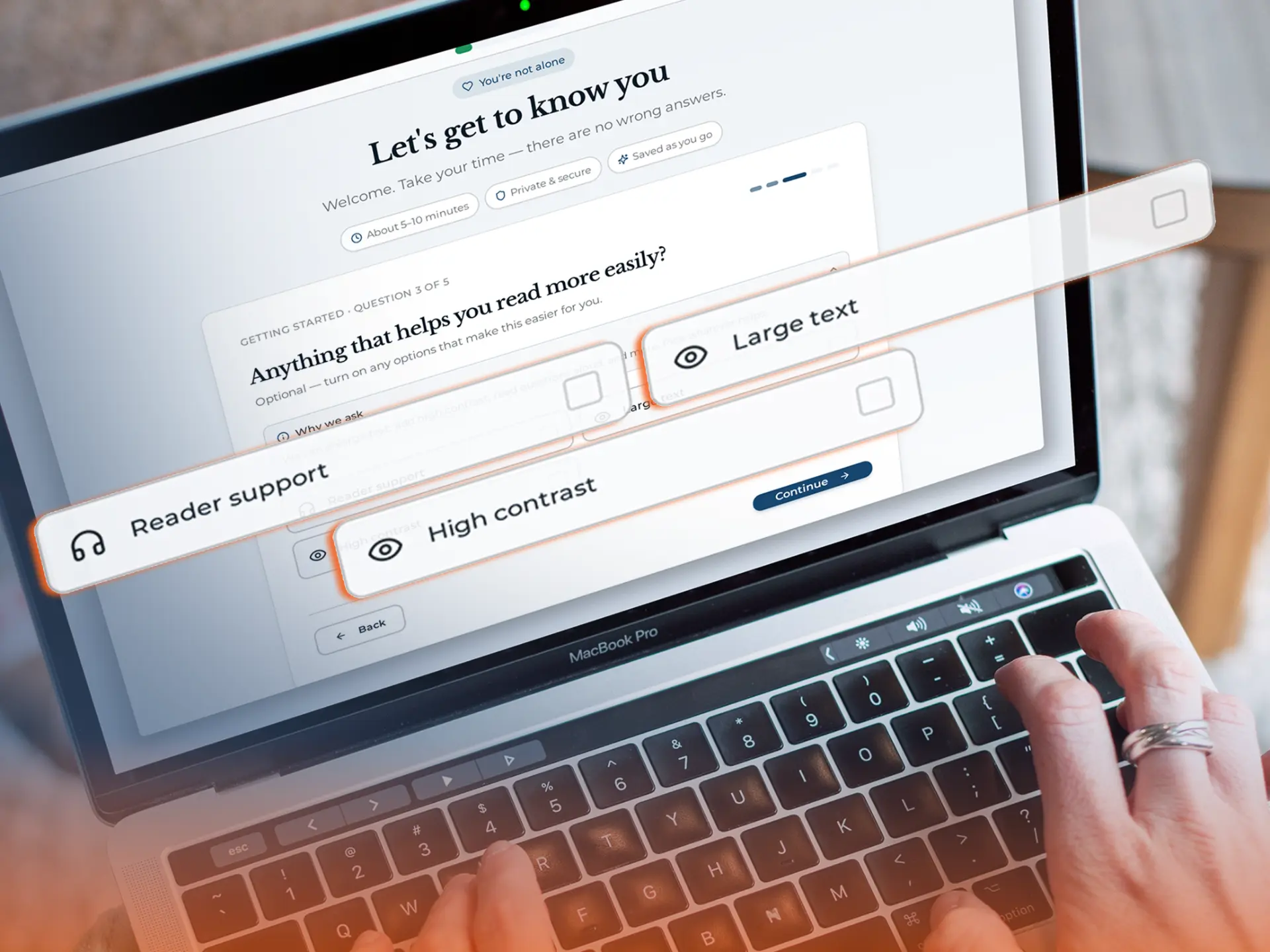 HopeMatch application assistance with accessibility options