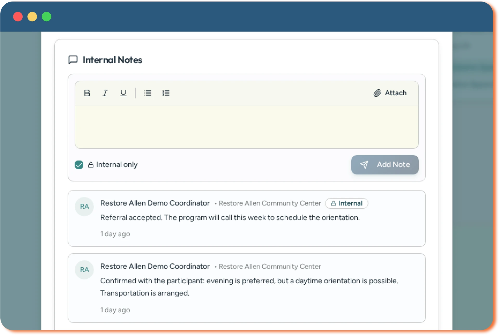 Provider Communication and Follow-Up shown in HopeMatch Networks