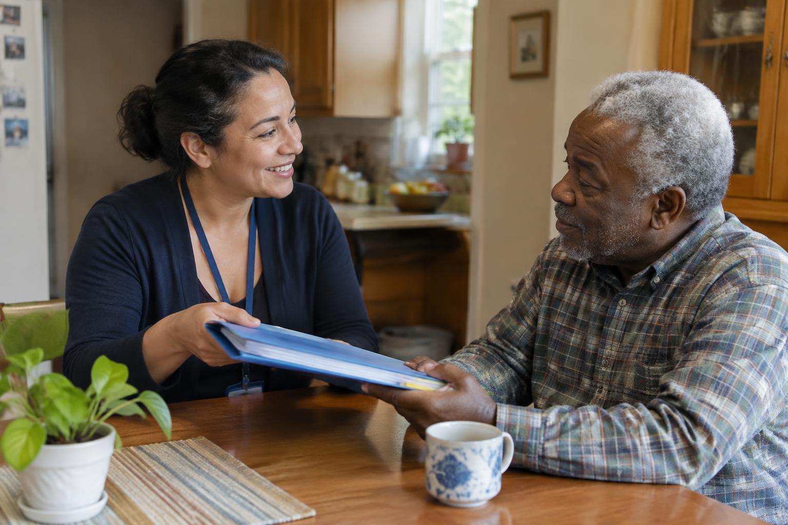 A caregiver offering a helping hand