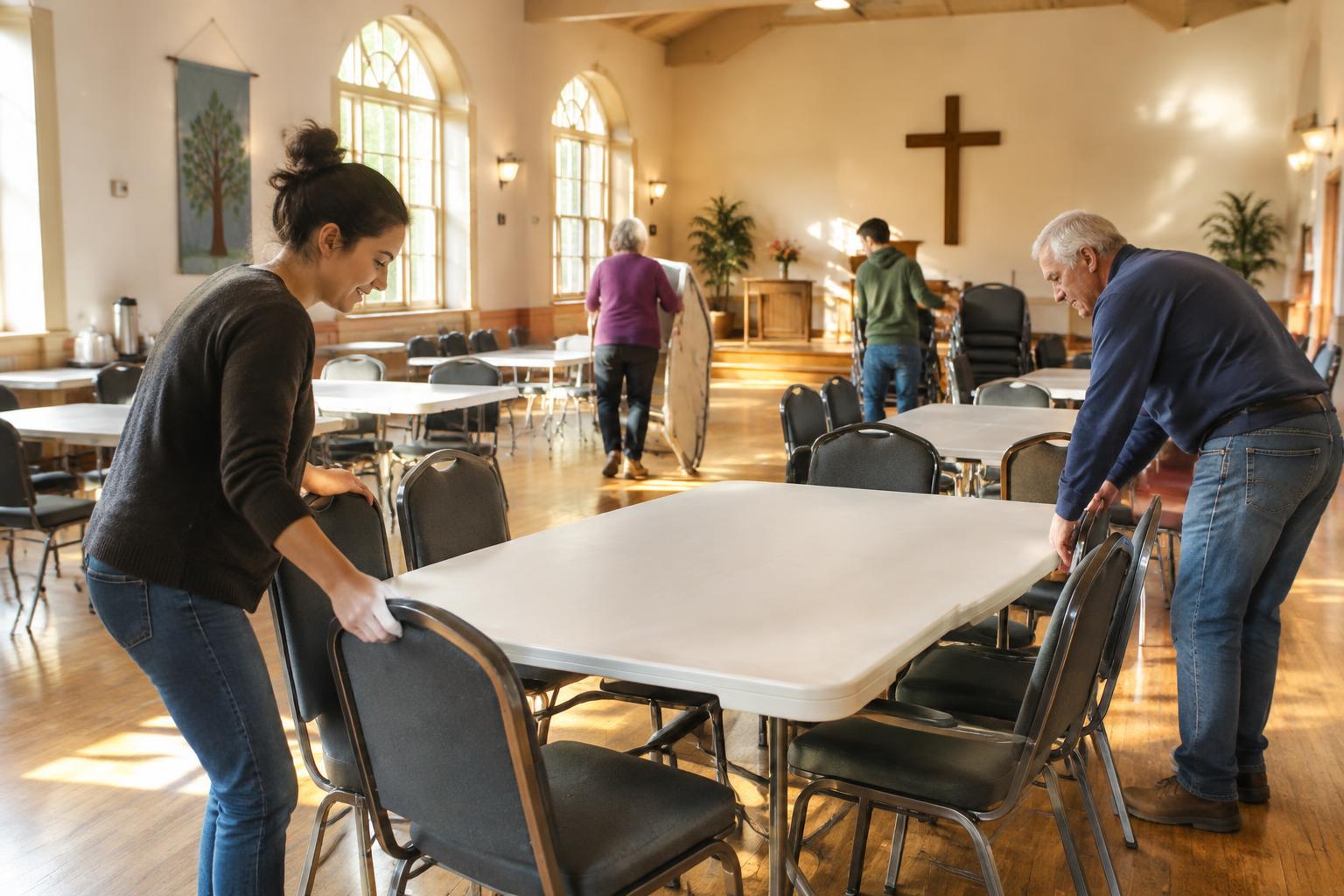 A community hall set up for a local event